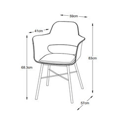 WHISTLER 12 BALTA kėdė, foteliukas valgomajam, virtuvei, svetainei, pietų stalui 