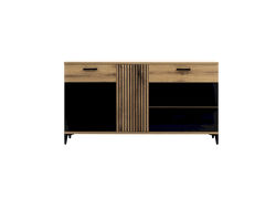 ARONAS16 svetainės baldų komplektas: komoda, vitrina, kavos staliukas, pakabinama lentyna
