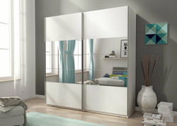 MELISSA I 200 BALTA moderni spinta stumdomom durim su veidrodžiais miegamajam, svetainei, prieškambariui, vaikų, jaunuolio kambariui