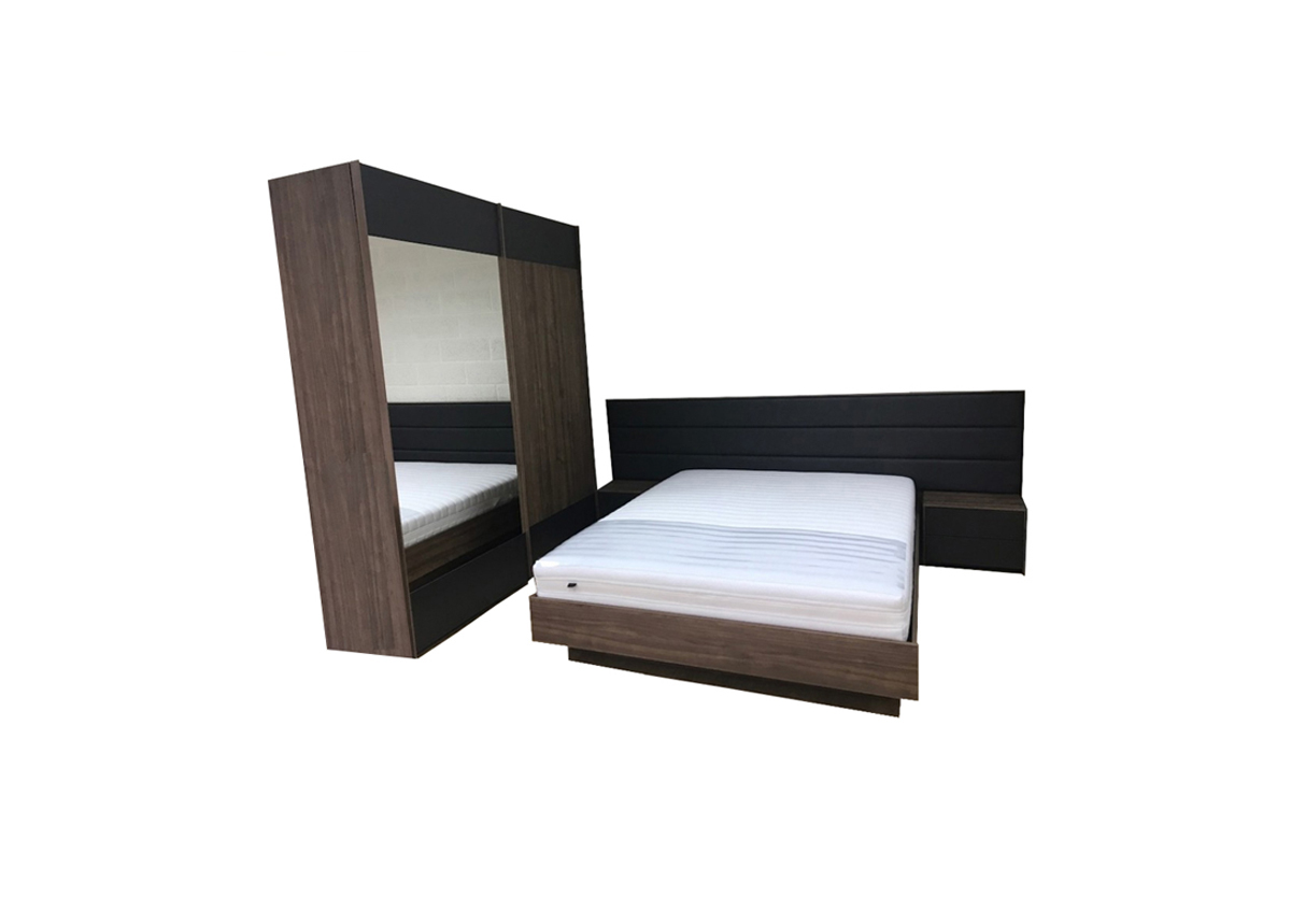 Miegamojo baldai | GBF Miegamojo baldų kolekcija: komoda su stalčiais, komoda su durelėmis, spintelė, pakabinama spintelė, miegamojo lova OSLO