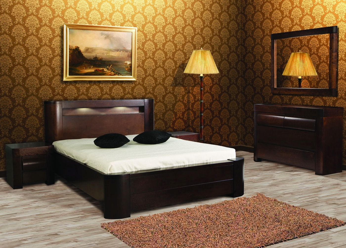 Miegamojo baldai | Miegamojo baldų kolekcija: miegamojo lova, spintelė, komoda LILIAN