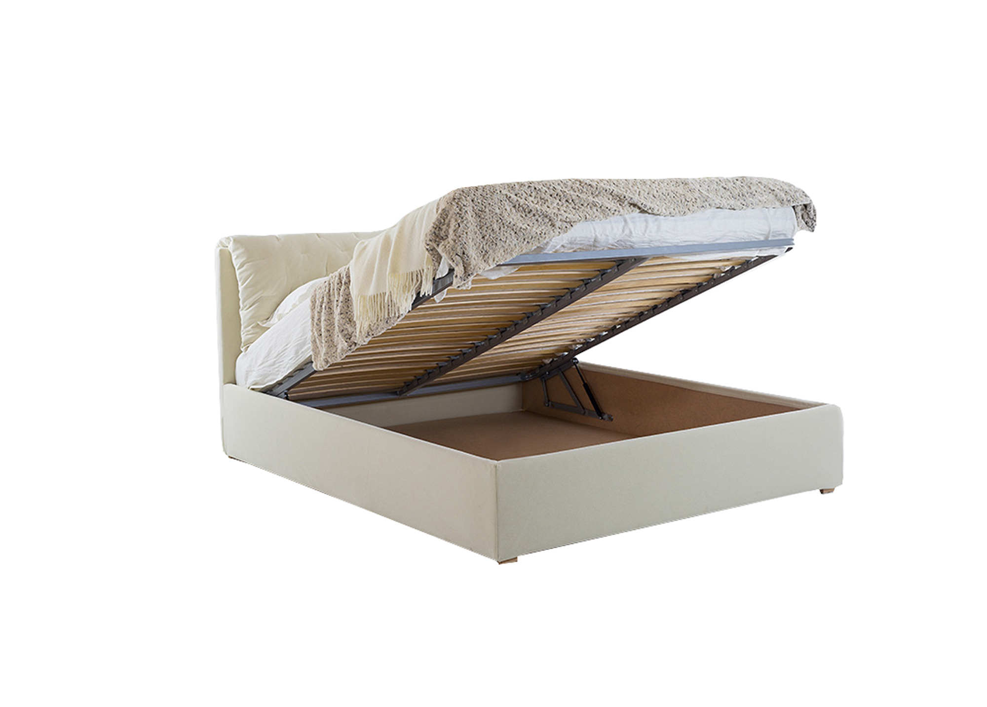 Miegamojo baldai | Minimalistinių formų minkšta dvigulė miegamojo kambario lova SELENA