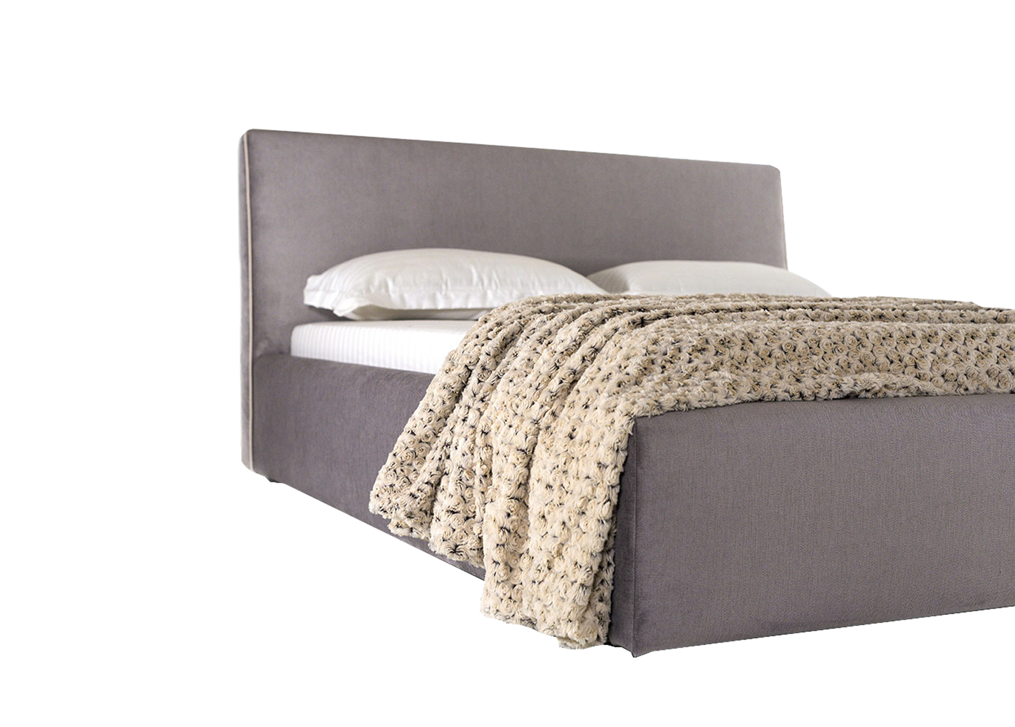 Miegamojo baldai | Subtili, kuklaus dizaino minkšta miegamojo kambario lova PERLA