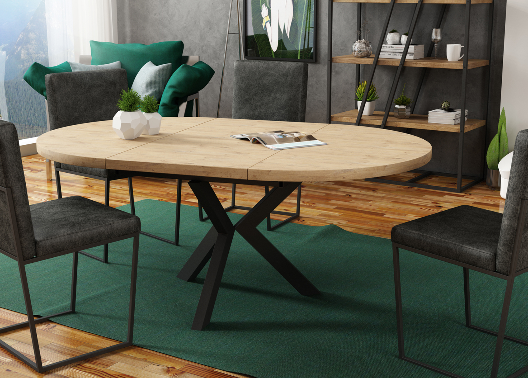 Svetainės baldai | Pietų stalas, ištraukiamas virtuvės, valgomojo, svetainės stalas AGNĖ