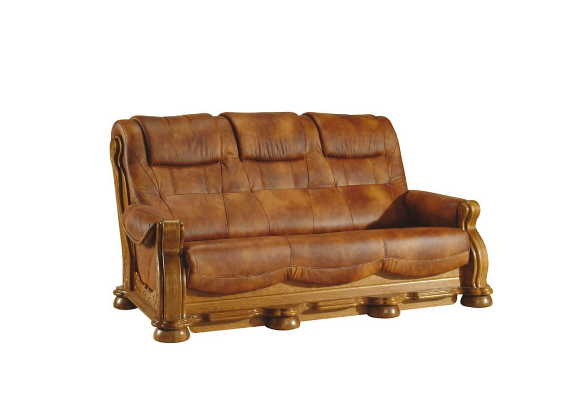 Svetainės baldai | Minkšta trivietė miegama sofa su medienos apdaila svetainei, valgomajam, biurui JULIUS II