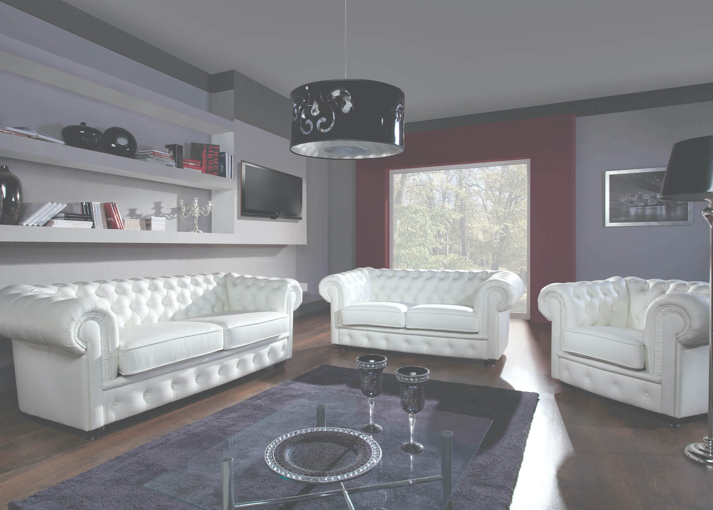 Svetainės baldai | Minkšta dvivietė sofa svetainei, valgomajam, biurui, Chesterfield stiliaus ČARLIS