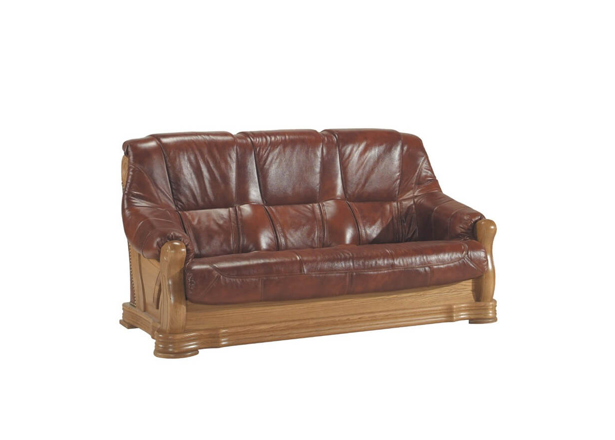 Svetainės baldai | Minkšta trivietė miegama sofa su medienos apdaila svetainei, valgomajam, biurui FREDAS I