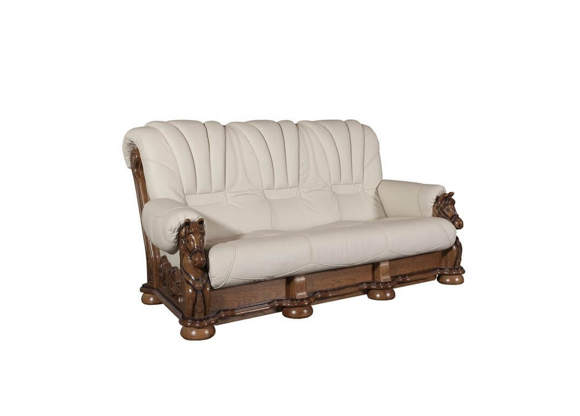 Svetainės baldai | Minkšta trivietė miegama sofa su medienos apdaila svetainei, valgomajam, biurui SIMARONAS
