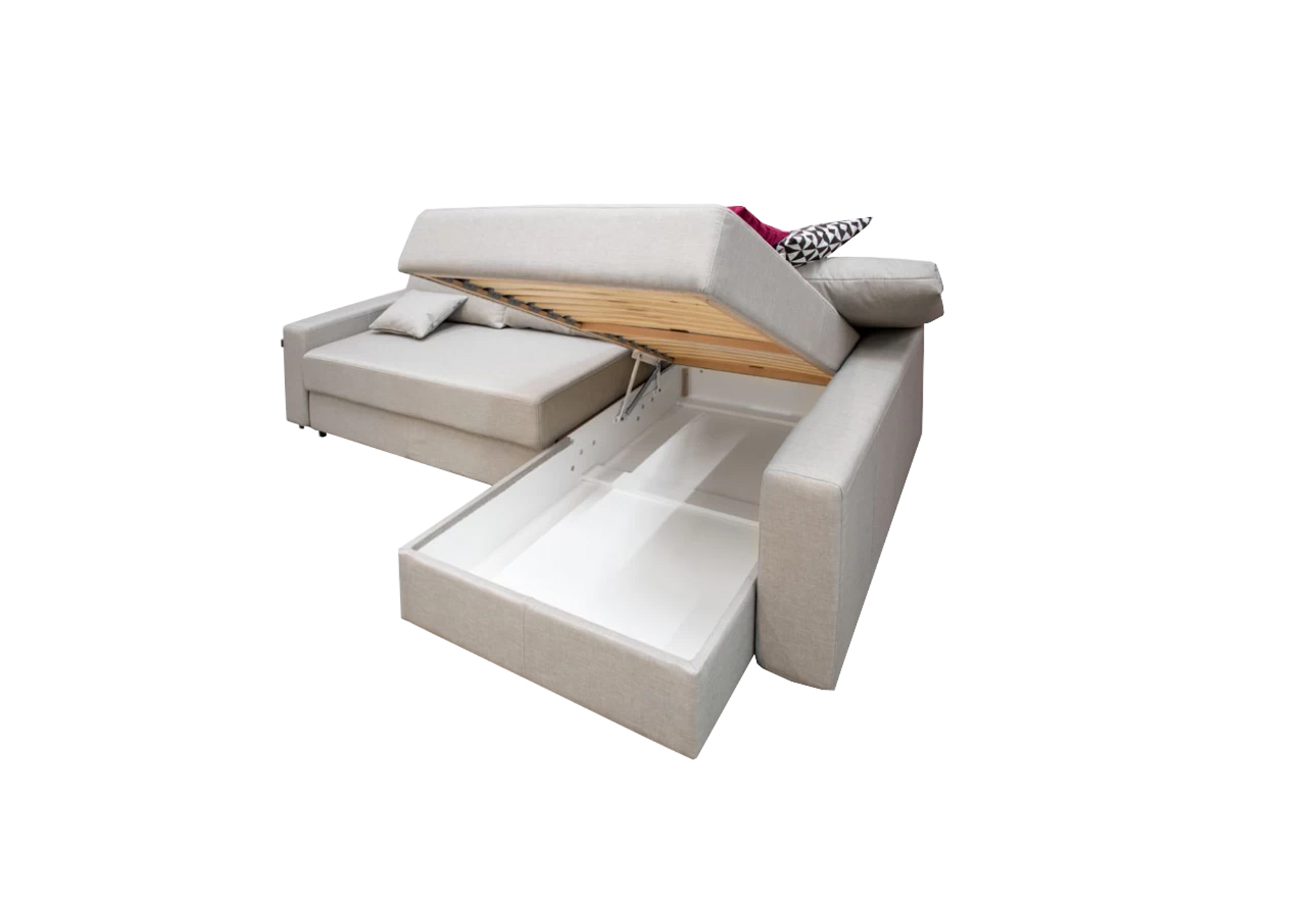 Svetainės baldai | MAGRĖS BALDAI minkštas miegamas kampas su patalynės dėže svetainės kambariui, biurui MM6
