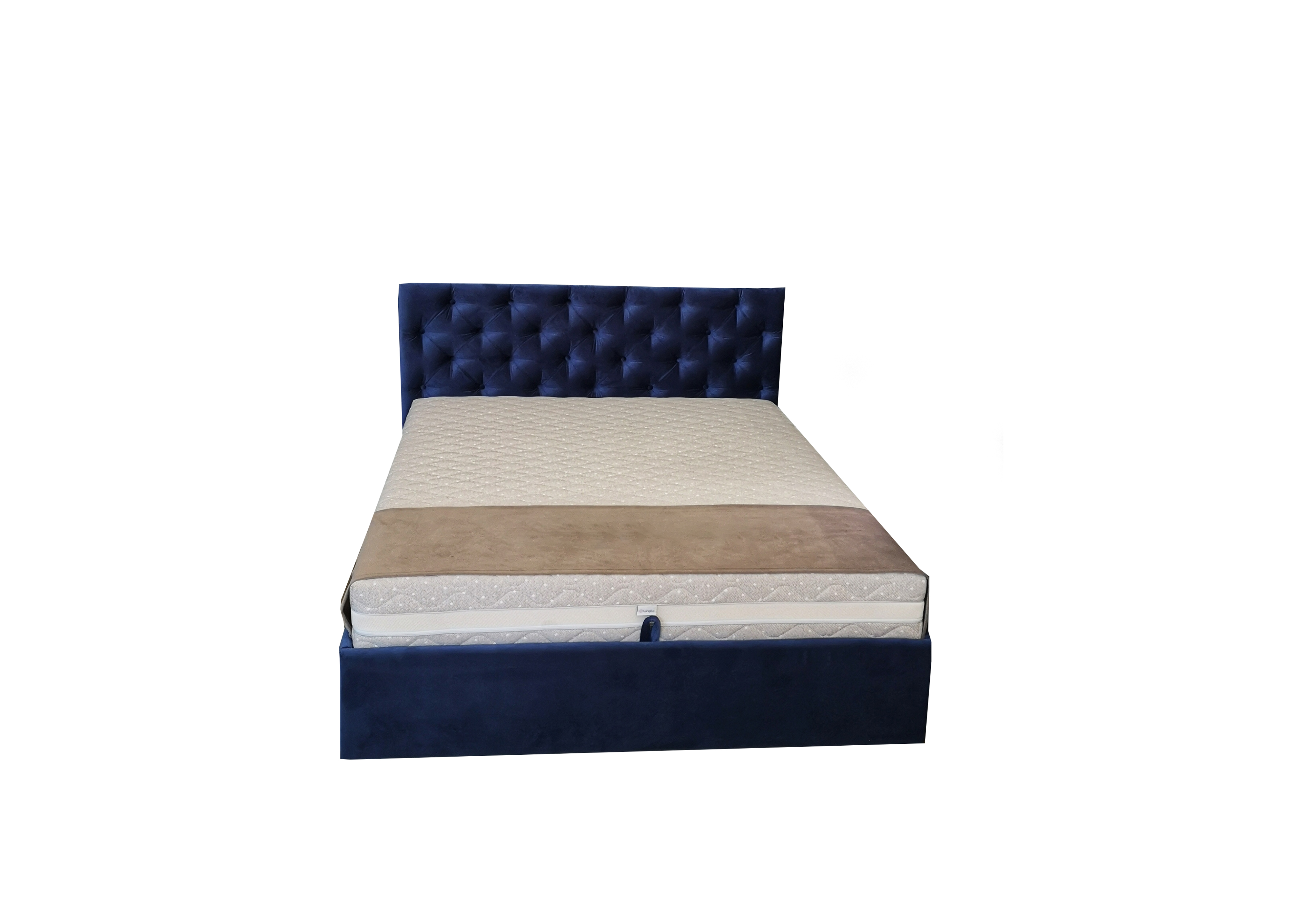 Miegamojo baldai | Minkšta dvigulė miegamojo kambario lova su patalynės dėže AŽ9