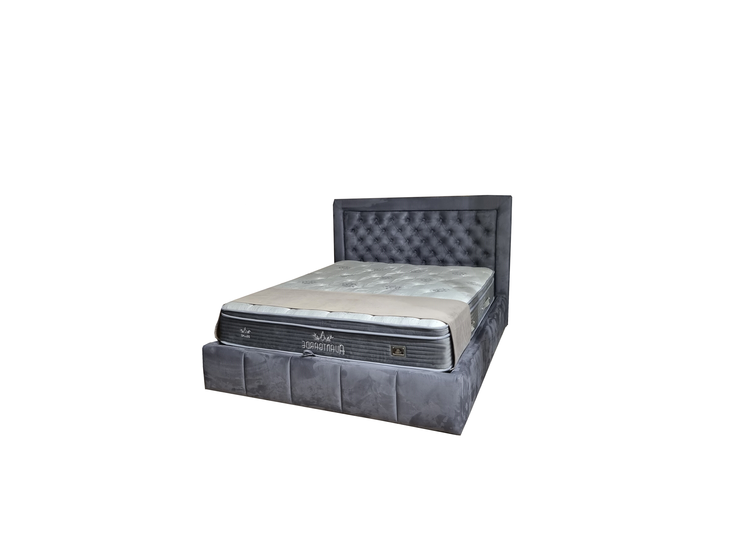 Miegamojo baldai | Minkšta dvigulė miegamojo kambario lova su patalynės dėže AŽ3