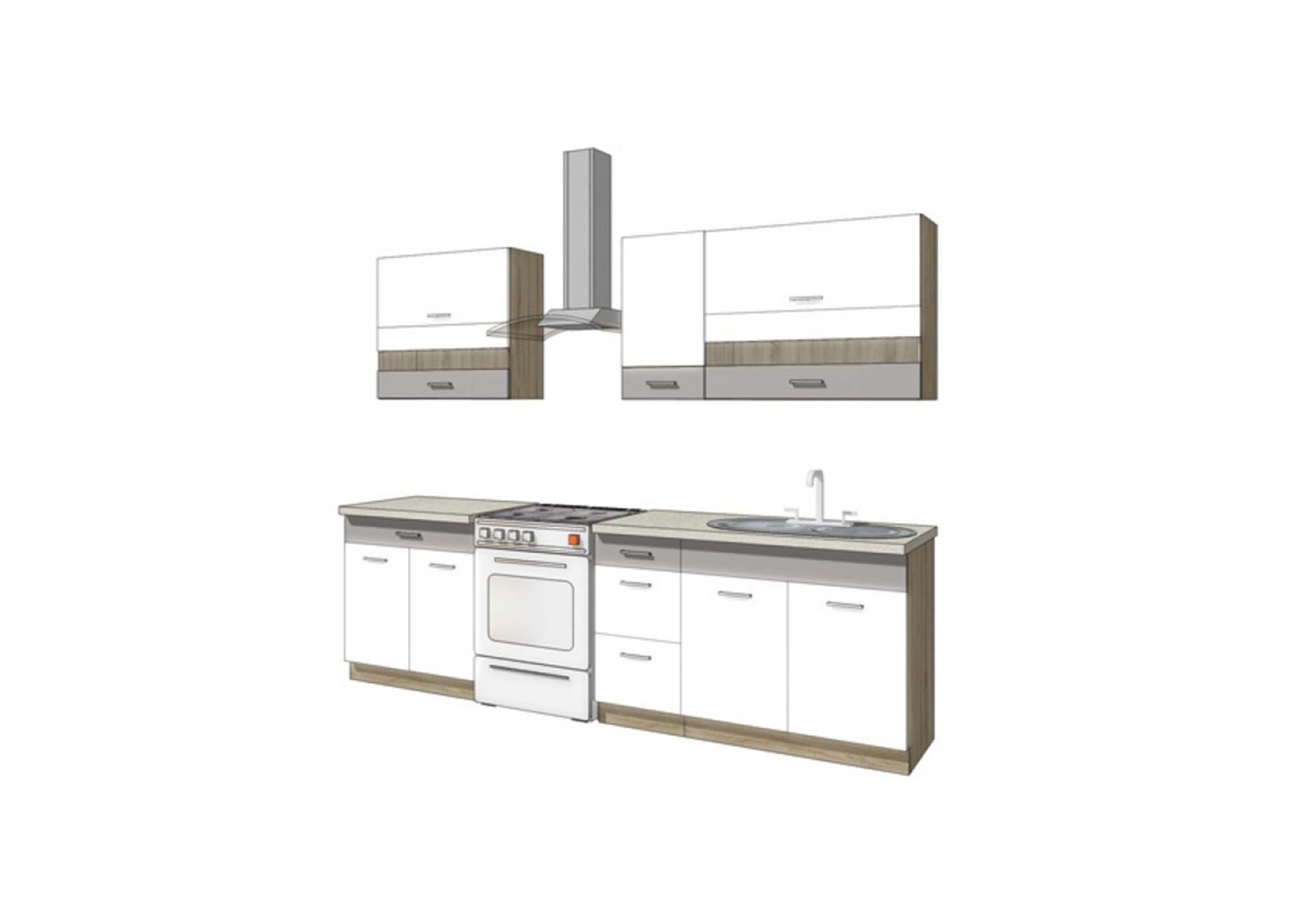 Virtuvės baldai | Virtuvės baldų komplektas G1 B LUX 210 