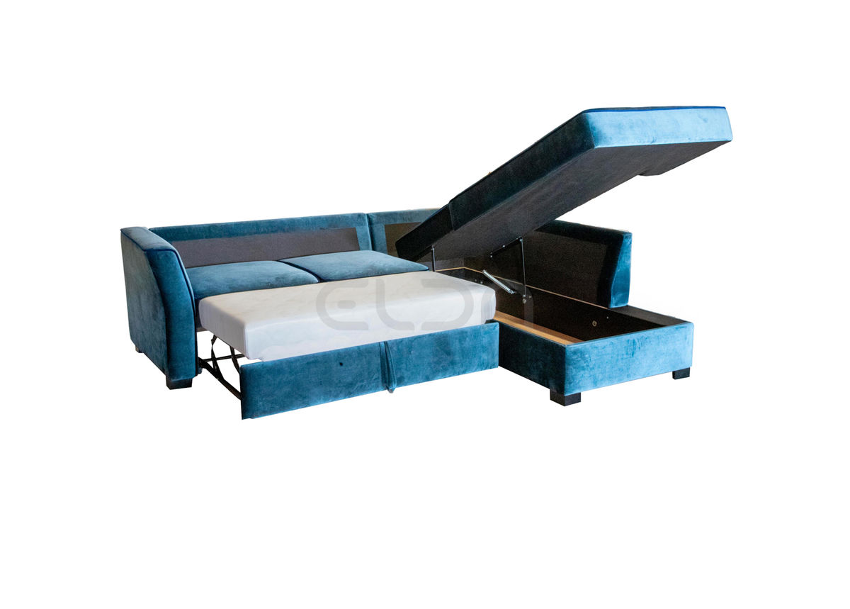 MINT II, GRAFŲ BALDAI minkštas miegamas kampas su patalynės dėže svetainės kambariui 