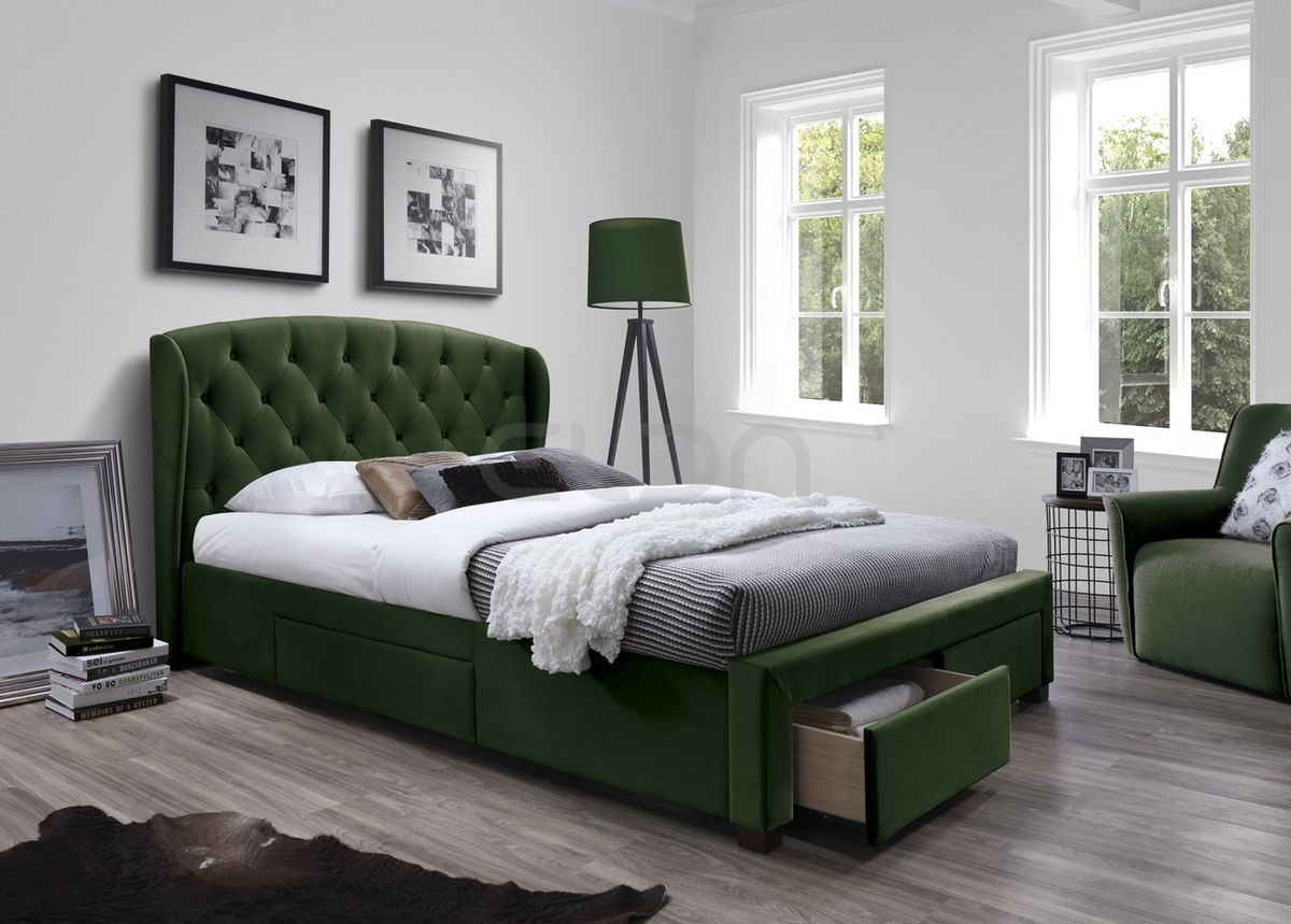 SABINA160 modernaus dizaino miegamojo kambario lova su patalynės dėžėmis 