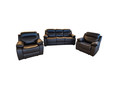 AŽ28 3+1+1 minkštos miegamos sofos ir fotelių komplektas su Relax funkcija svetainei, valgomajam, rudas
