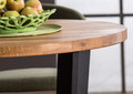 KIRKĖ ĄŽUOLAS medinis apvalus industrinio stiliaus stalas, virtuvei, valgomajam, svetainei