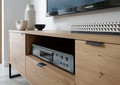 AMBRA modernių svetainės baldų kolekcija: komoda, vitrina, indauja, TV spintelė, kavos staliukas