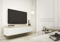 OREO 135 BALTA pakabinama TV spintelė svetainei, valgomajam, modernaus stiliaus