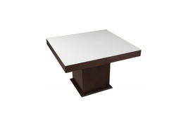 ART302SB stalas transformeris, žurnalinis staliukas, valgomojo stalas, medinis, baltas stiklas