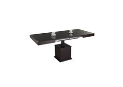 ART302SJ stalas transformeris, žurnalinis staliukas, valgomojo stalas, medinis, juodas stiklas