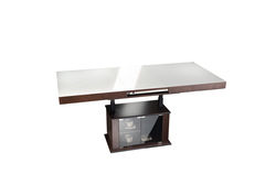 Stalai | ART304SB stalas transformeris, žurnalinis staliukas, valgomojo stalas, medinis su baru, baltas stiklas