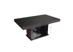 ART304SJ stalas transformeris, žurnalinis staliukas, valgomojo stalas, medinis su baru, juodas stiklas
