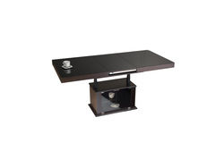 ART304SJ stalas transformeris, žurnalinis staliukas, valgomojo stalas, medinis su baru, juodas stiklas