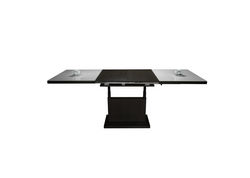Stalai | ART324SB stalas transformeris, žurnalinis staliukas, valgomojo stalas, medinis, vengė spalva, baltas stiklas