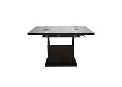 Stalai | ART324SB stalas transformeris, žurnalinis staliukas, valgomojo stalas, medinis, vengė spalva, baltas stiklas