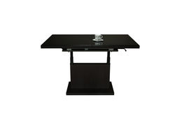 Stalai | ART324SJ stalas transformeris, žurnalinis staliukas, valgomojo stalas, medinis, vengė spalva, juodas stiklas
