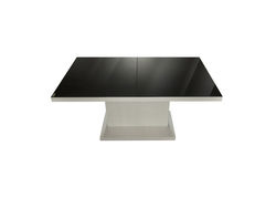 ART325SJ stalas transformeris, žurnalinis staliukas, valgomojo stalas, medinis, baltas, juodas stiklas