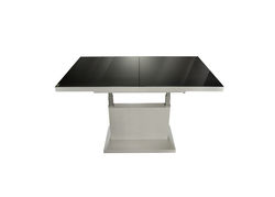 ART325SJ stalas transformeris, žurnalinis staliukas, valgomojo stalas, medinis, baltas, juodas stiklas
