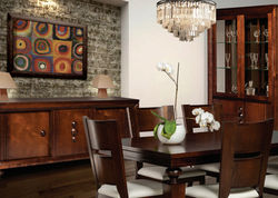 FLORANS1 svetainės baldų kolekcija: komoda, TV staliukas, vitrina, indauja, sekcija, kavos staliukas, pietų stalas