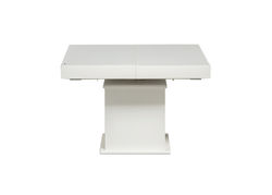ART302SB stalas transformeris, žurnalinis staliukas, valgomojo stalas, medinis, baltas, baltas stiklas