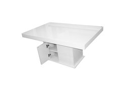 Stalai | ART304SB stalas transformeris, žurnalinis staliukas, valgomojo stalas, medinis su baru, balta spalva, baltas stiklas