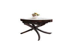 ART330SB stalas transformeris, žurnalinis staliukas, valgomojo stalas, medinis, vengė spalva, baltas stiklas