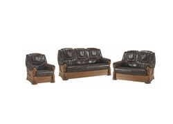 Svetainės baldai | INETA II 3+2+1 sofa, miegama sofa, fotelis - minkštų baldų komplektas su medienos apdaila svetainei, valgomajam, biurui