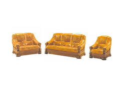Svetainės baldai | Sofa, miegama sofa, fotelis - minkštų baldų komplektas su medienos apdaila svetainei, valgomajam, biurui  MORENA 3+2+1