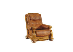 JULIUS II minkštas fotelis su medienos apdaila svetainei, valgomajam, biurui