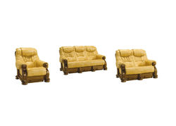 Svetainės baldai | Sofa, miegama sofa, fotelis - minkštų baldų komplektas su medienos apdaila svetainei, valgomajam, biurui  JULIUS I 3+2+1