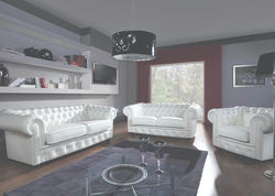 ČARLIS minkšta dvivietė sofa svetainei, valgomajam, biurui, Chesterfield stiliaus