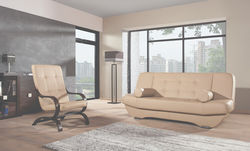 Svetainės baldai | Minkštas fotelis su medienos apdaila svetainei, valgomajam, biurui ERIKAS