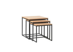 Svetainės baldai | RI10 NATŪRALUS ĄŽUOLAS modernaus industrinio stiliaus kavos staliukai, staliukų rinkinys svetainei, valgomajam, biurui