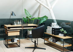 RI16 RŪKYTAS ĄŽUOLAS skandinaviško stiliaus modernus rašomasis, darbo stalas, konsolė vaikų, jaunuolio kambariui, biurui