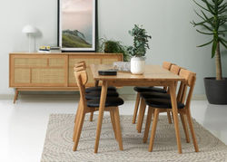 BARRALI 2 NATŪRALUS ĄŽUOLAS skandinaviško stiliaus pietų stalas, ištraukiamas virtuvės, valgomojo, svetainės stalas