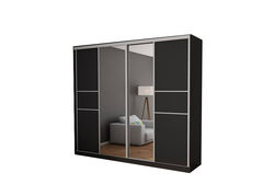 Svetainės baldai | 4D/276 spinta miegamajam, prieškambariui, svetainei, vaikų kambariui, biurui, juoda, sidabrinė