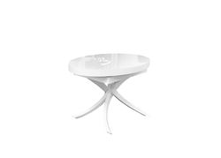 ART330SB stalas transformeris, žurnalinis staliukas, valgomojo stalas, medinis, balta spalva, baltas stiklas