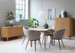 CARNO svetainės baldų kolekcija: komoda, pietų stalas, kavos staliukas, TV staliukas