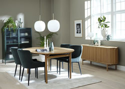 CRN svetainės baldų kolekcija: komoda, pietų stalas, kavos staliukas, TV staliukas