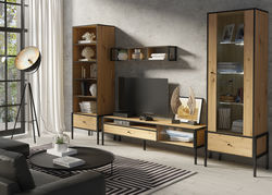 LIVETA9 svetainės baldų kolekcija: komoda, vitrina, indauja, TV staliukas, spintelė